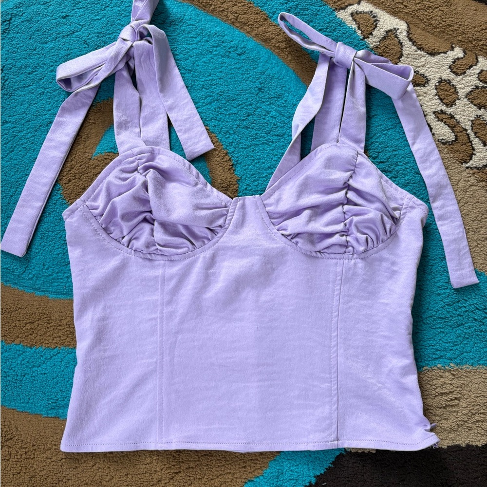 Forever 21 Lavender Top with Adjustable Bow Straps